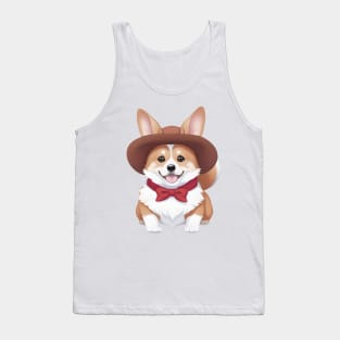 Cute Cowboy Corgi Tank Top